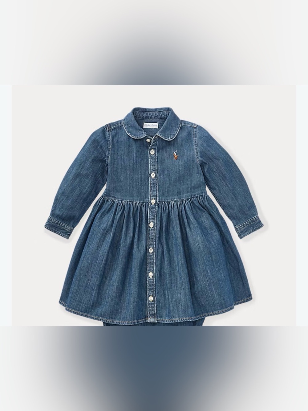 Ralph Lauren Baby Girl's preppy western a-line shirred Denim Shirtdress